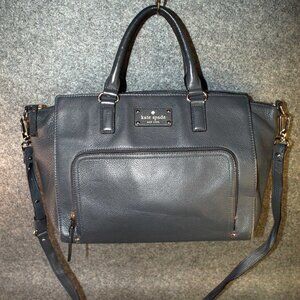 Kate Spade Baxter Satchel Catalina Blue Pebbled Leather Handbag Purse Tote